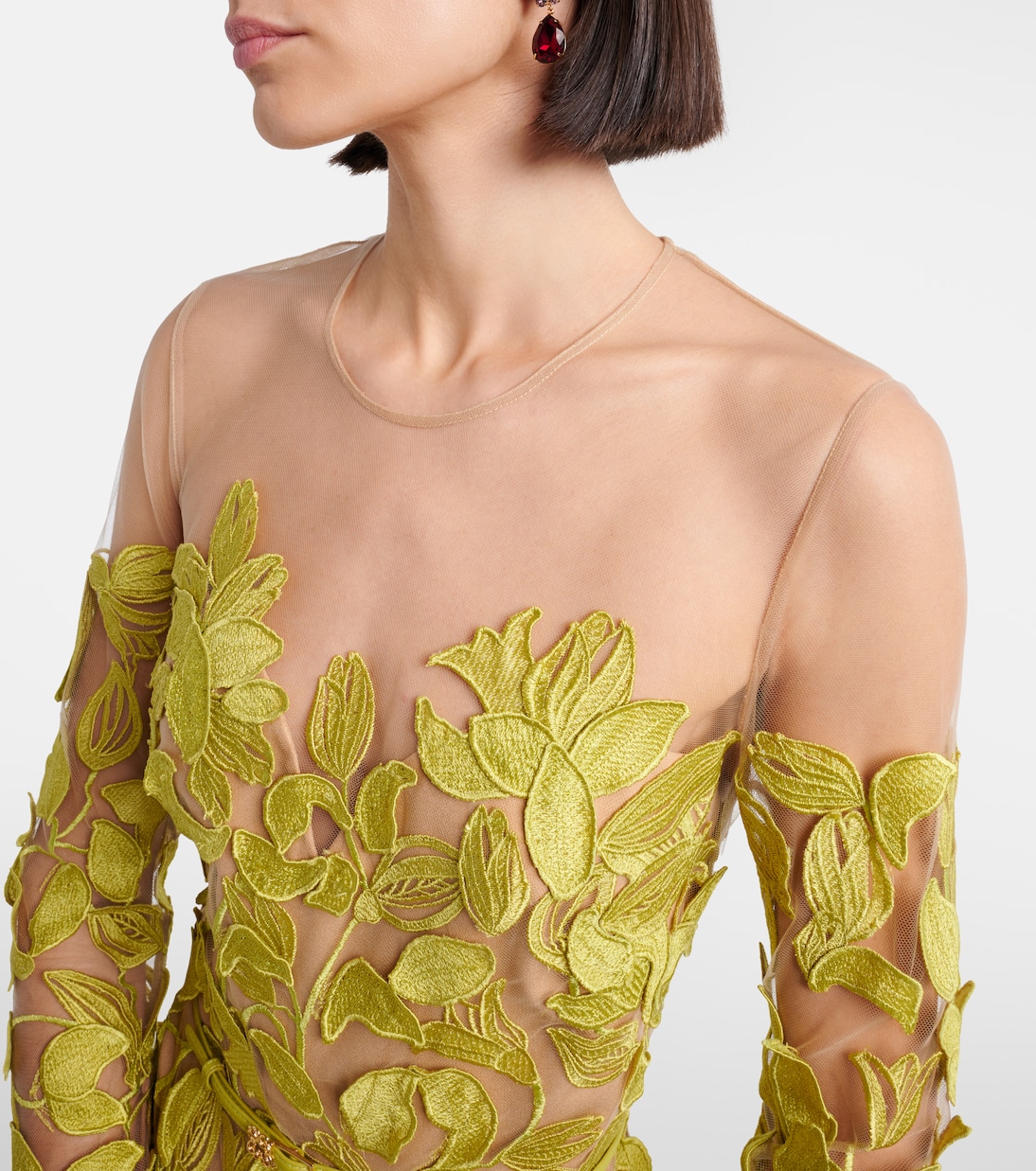 Embroidered silk-blend midi dress | Elie Saab