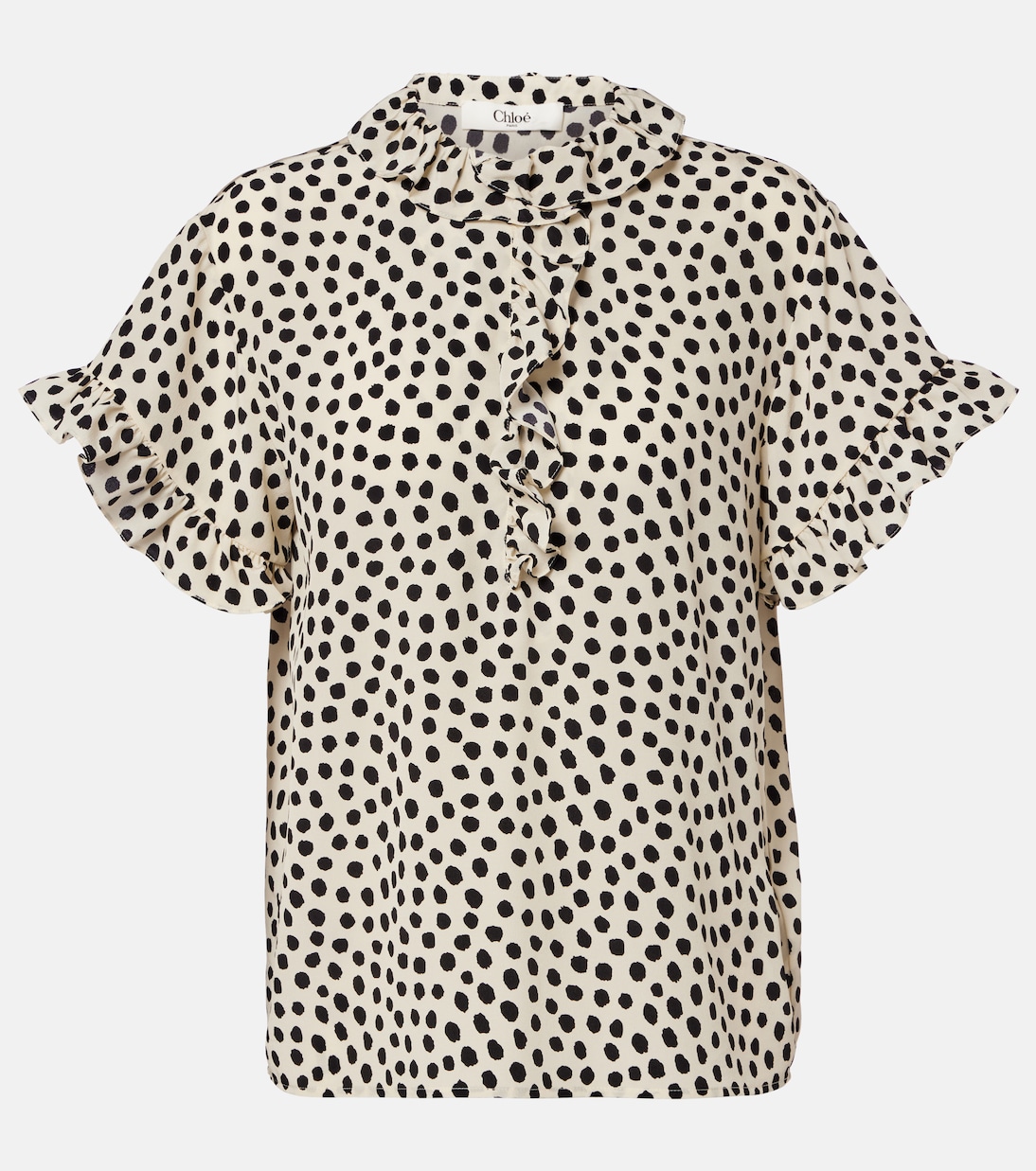 Polka-dot silk crêpe de chine top | Chloé