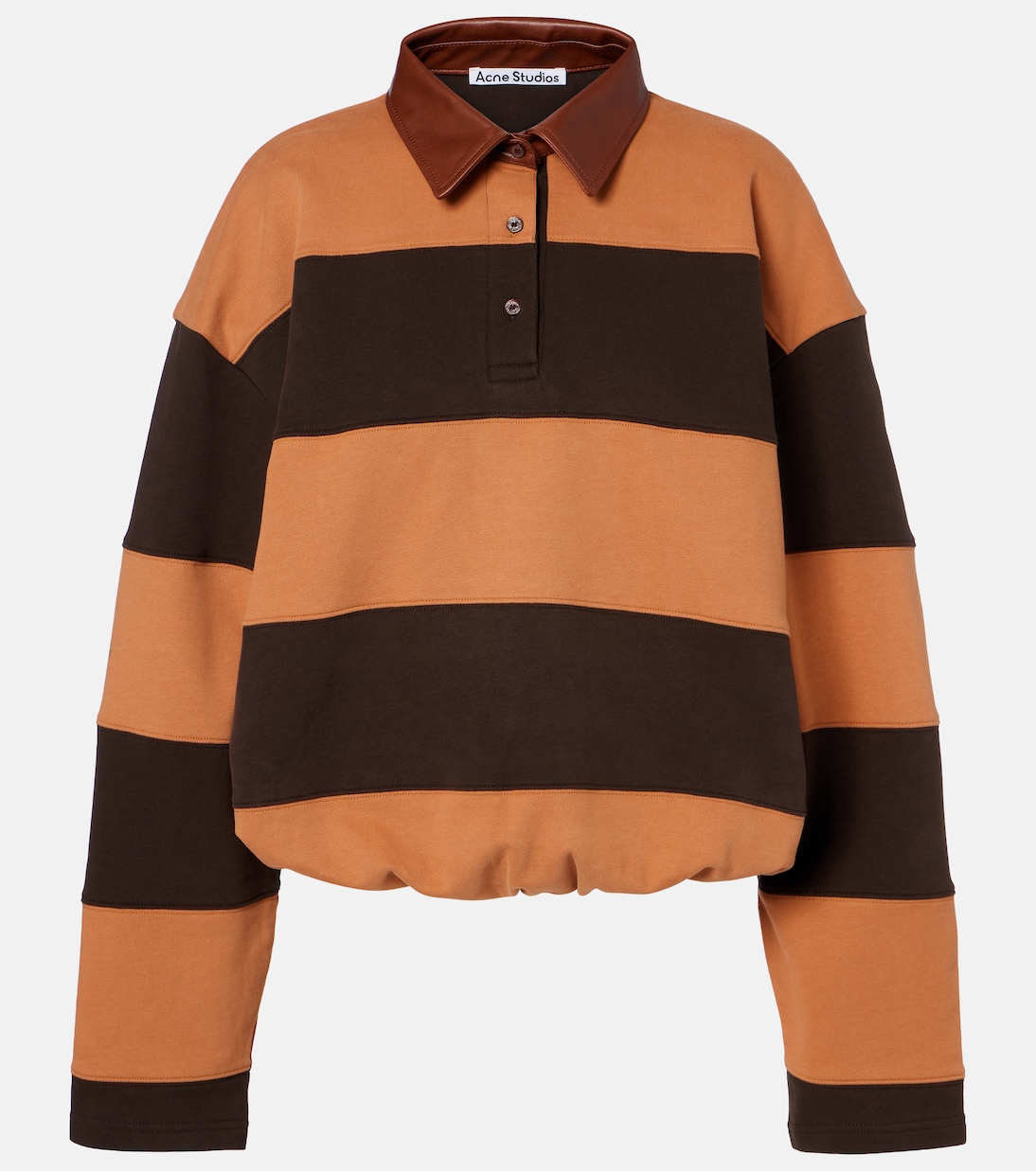 Folio striped cotton fleece polo sweatshirt  | Acne Studios