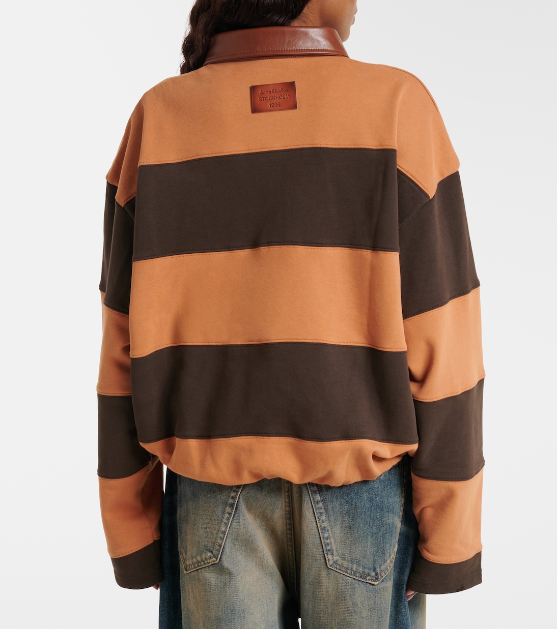 Folio striped cotton fleece polo sweatshirt  | Acne Studios