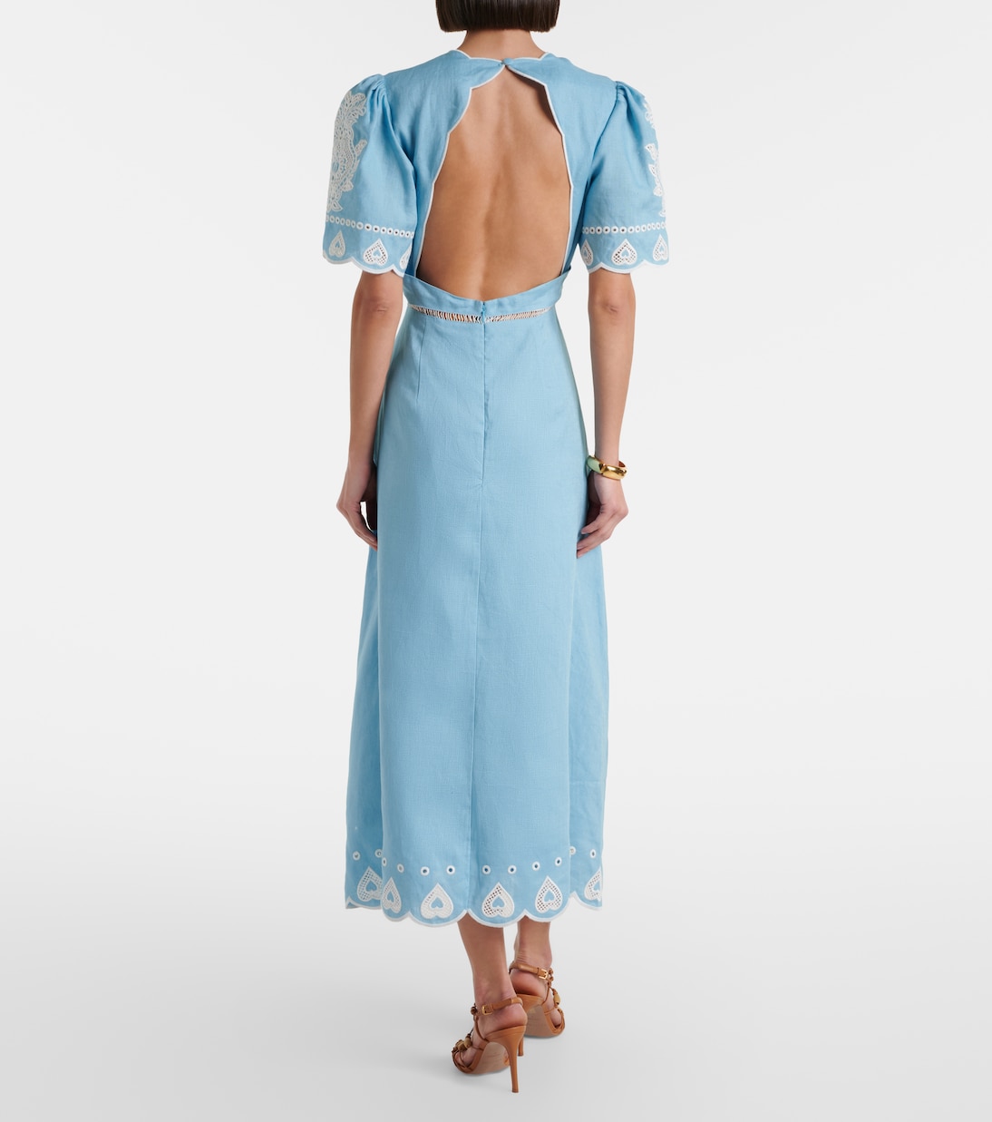 Besticktes Midikleid aus Leinen | Farm Rio