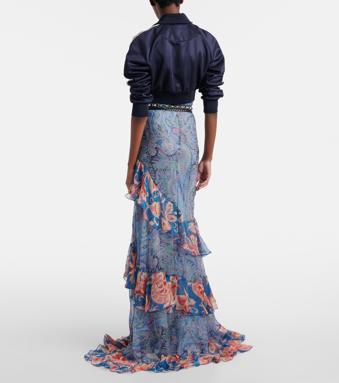 Floral tiered silk chiffon maxi dress | Etro