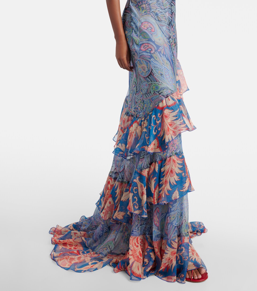 Floral tiered silk chiffon maxi dress | Etro