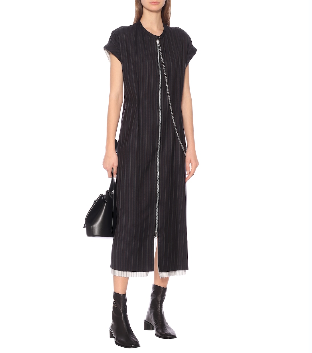 Abito a righe in lana e cotone con zip | Acne Studios
