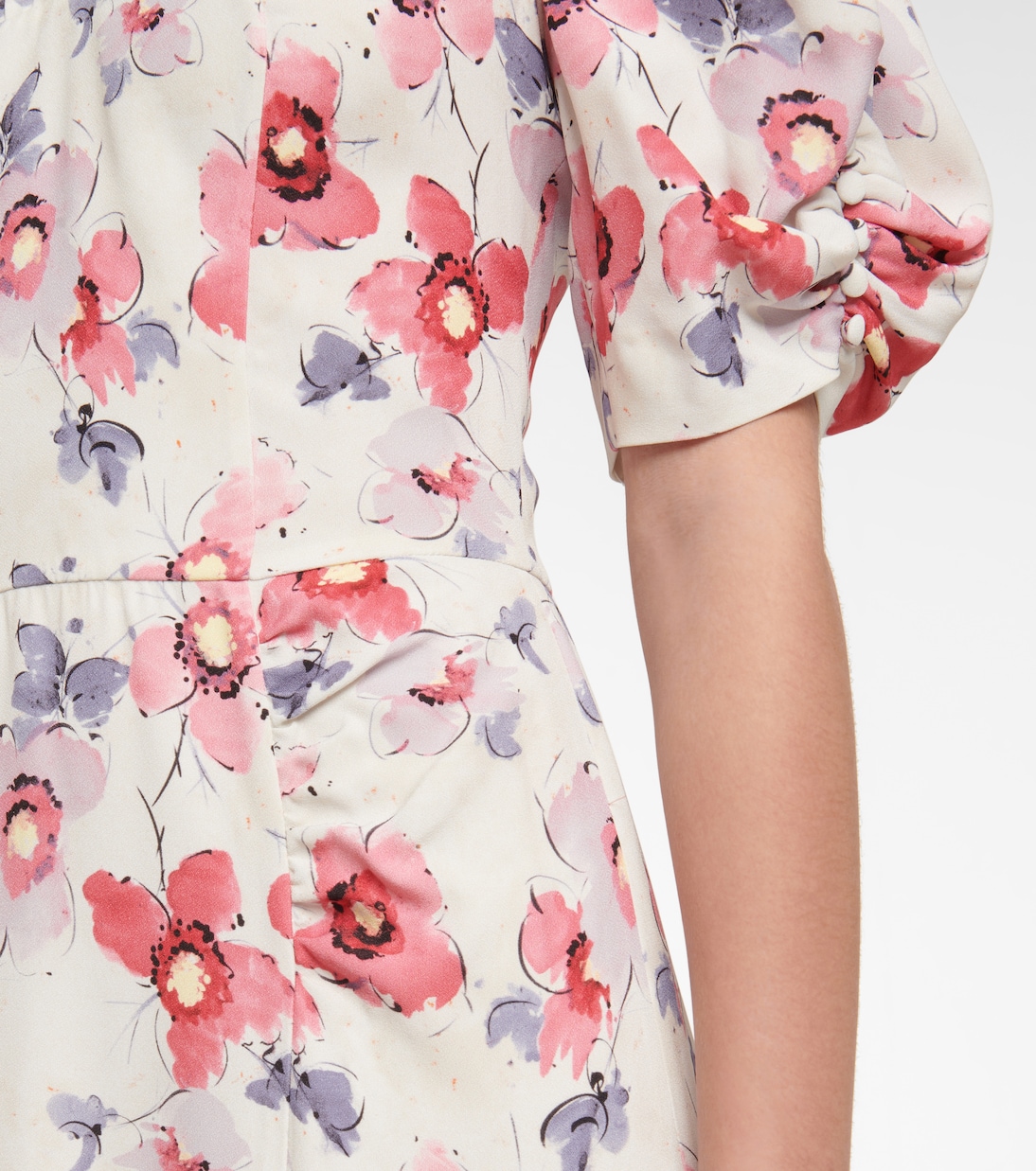 Abito midi a stampa floreale in raso | Prada