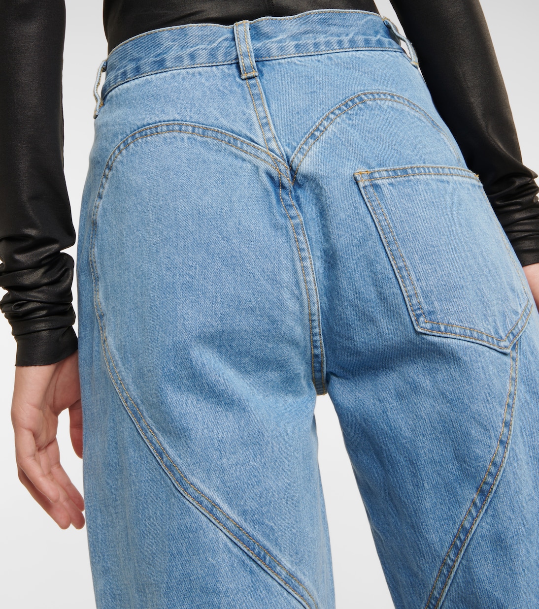 Embellished cutout high-rise straight jeans | Area