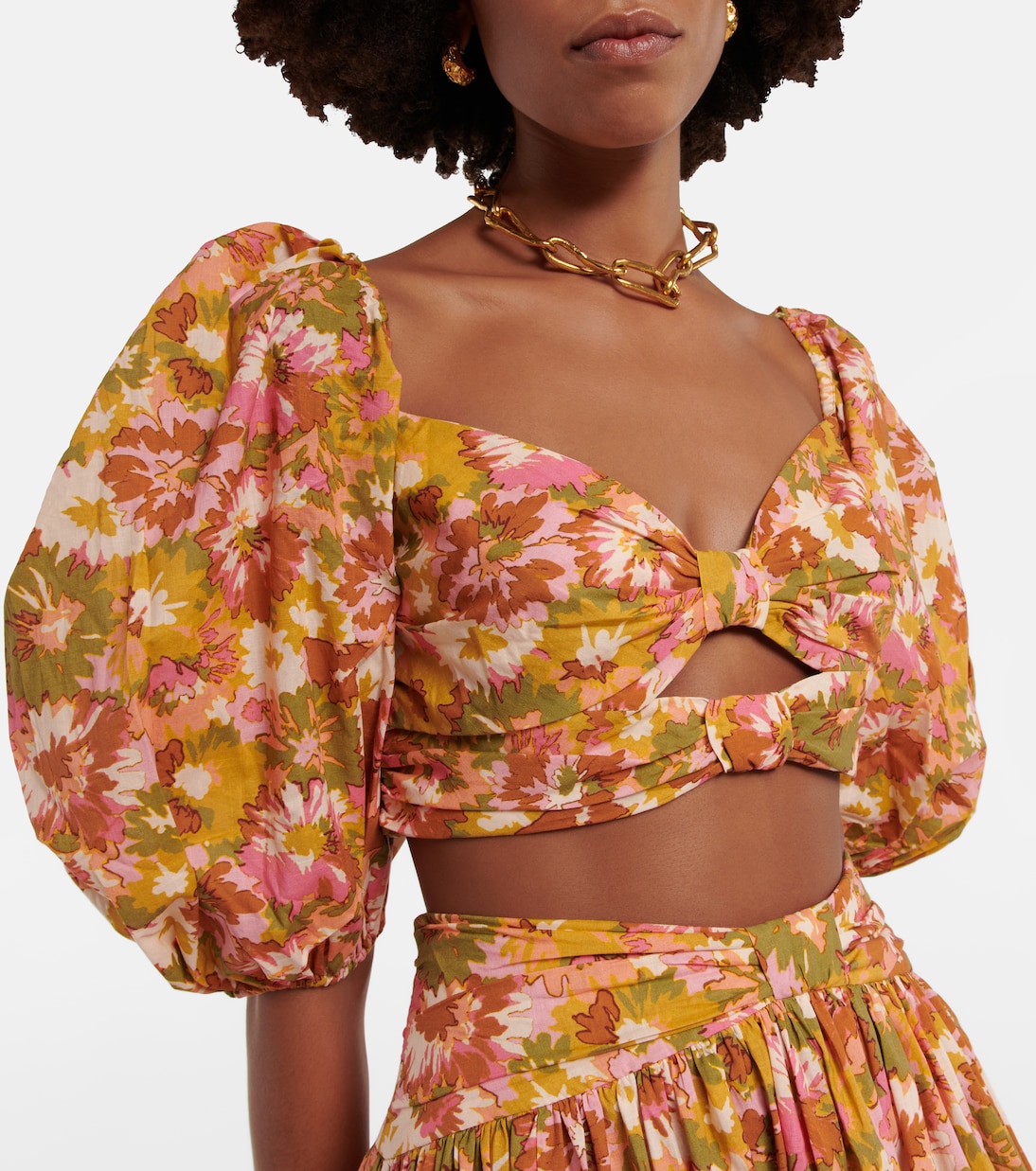 Top cropped Violet in cotone con stampa | Zimmermann