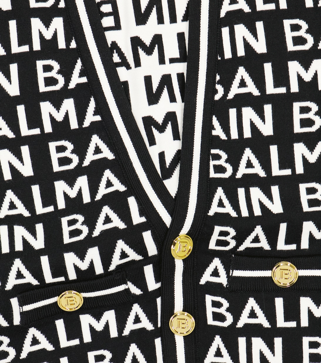 Cárdigan de lana en intarsia con logo | Balmain Kids