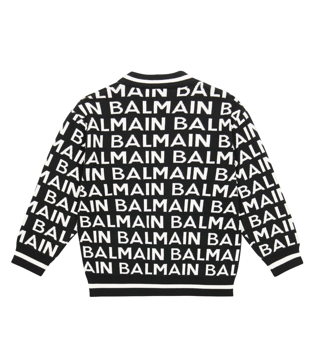 Cárdigan de lana en intarsia con logo | Balmain Kids