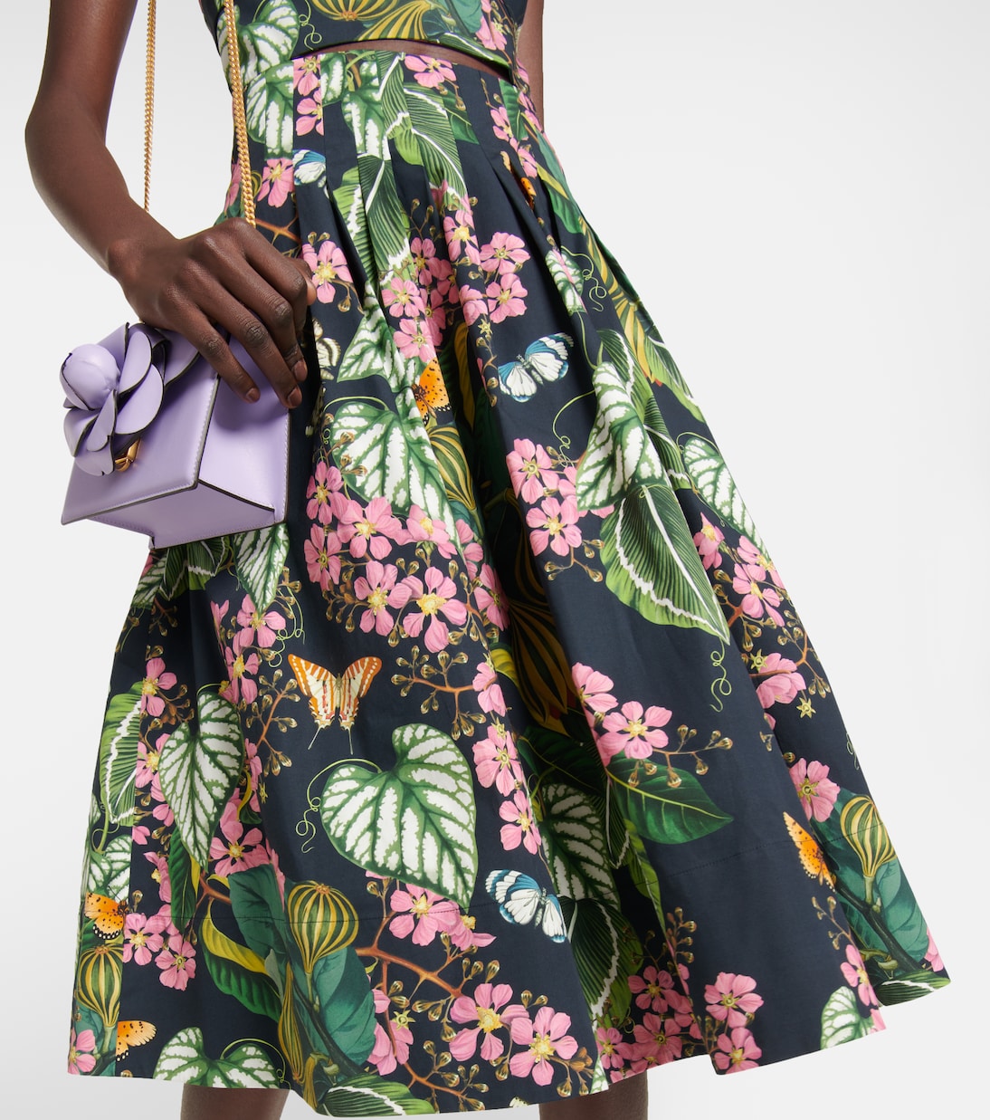 Printed cotton-blend poplin midi dress | Oscar de la Renta