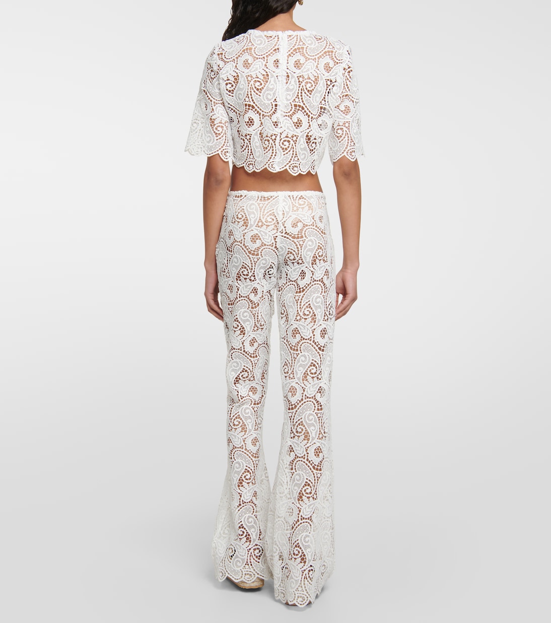 Scalloped mid-rise bootcut lace pants | Dodo Bar Or