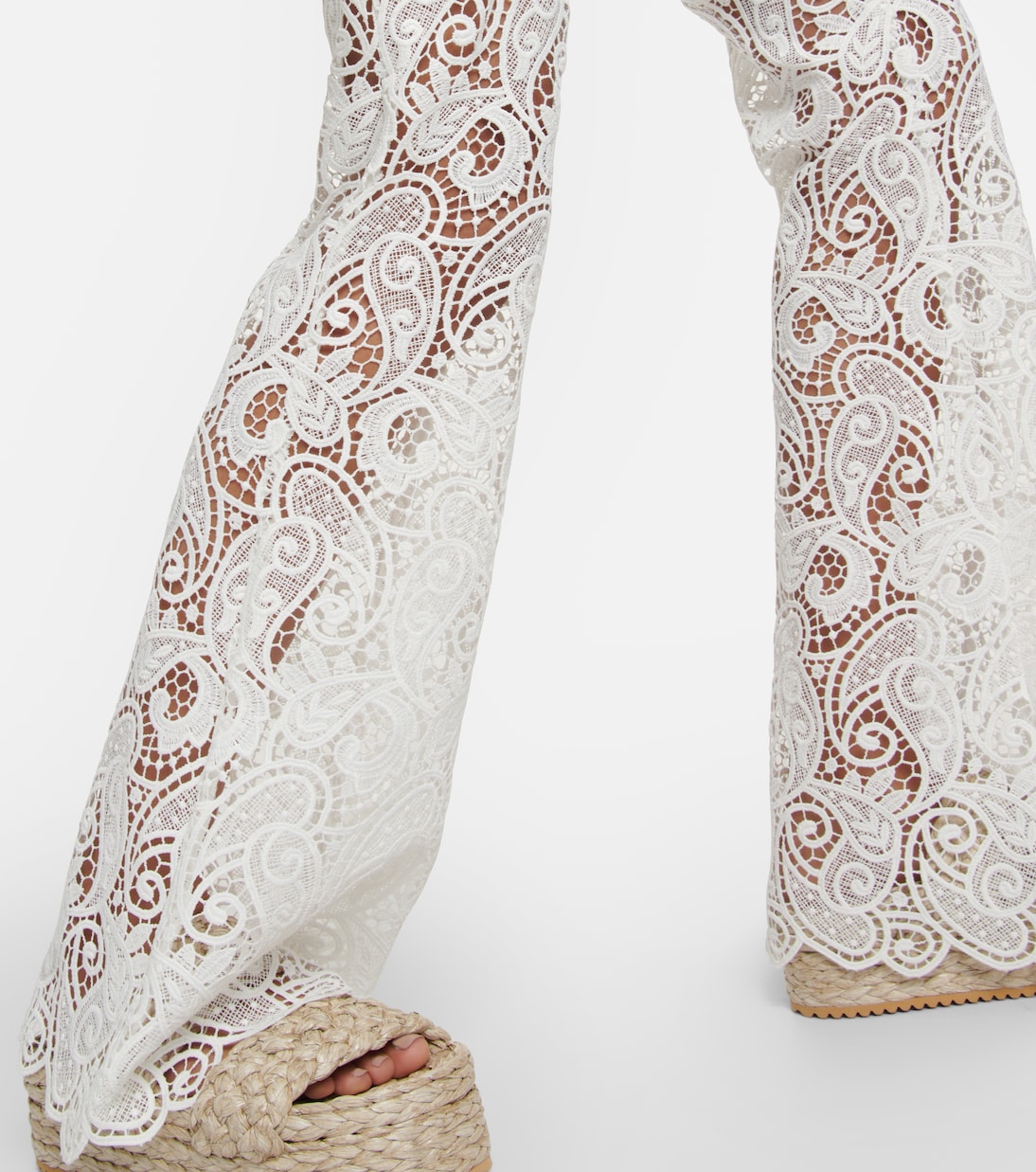 Scalloped mid-rise bootcut lace pants | Dodo Bar Or