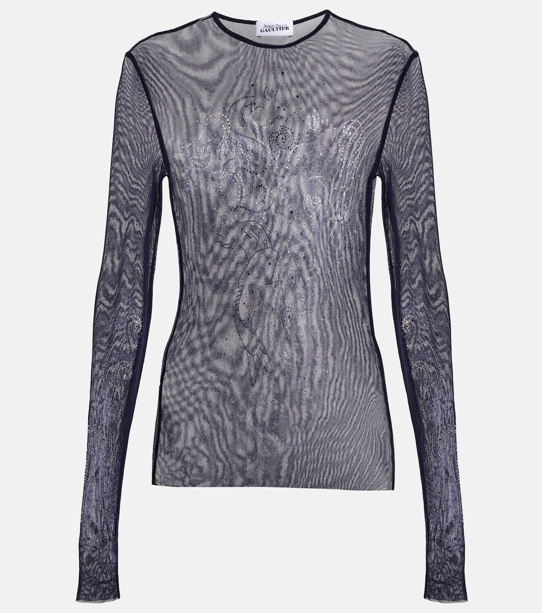 Crystal-embellished printed mesh top | Jean Paul Gaultier