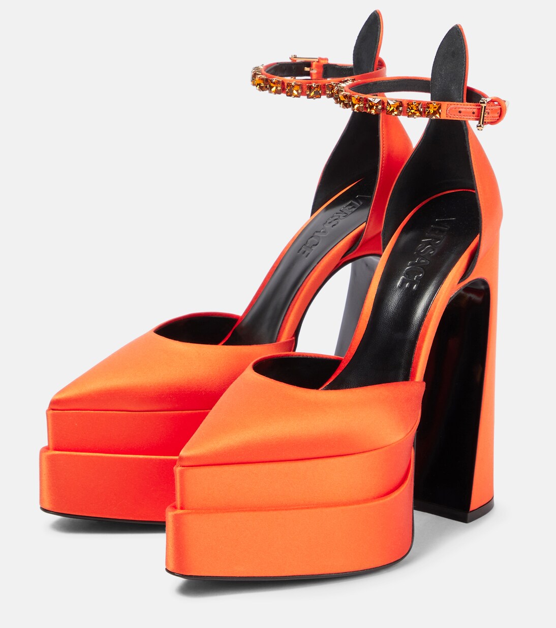 Aevitas Pointy satin platform pumps | Versace