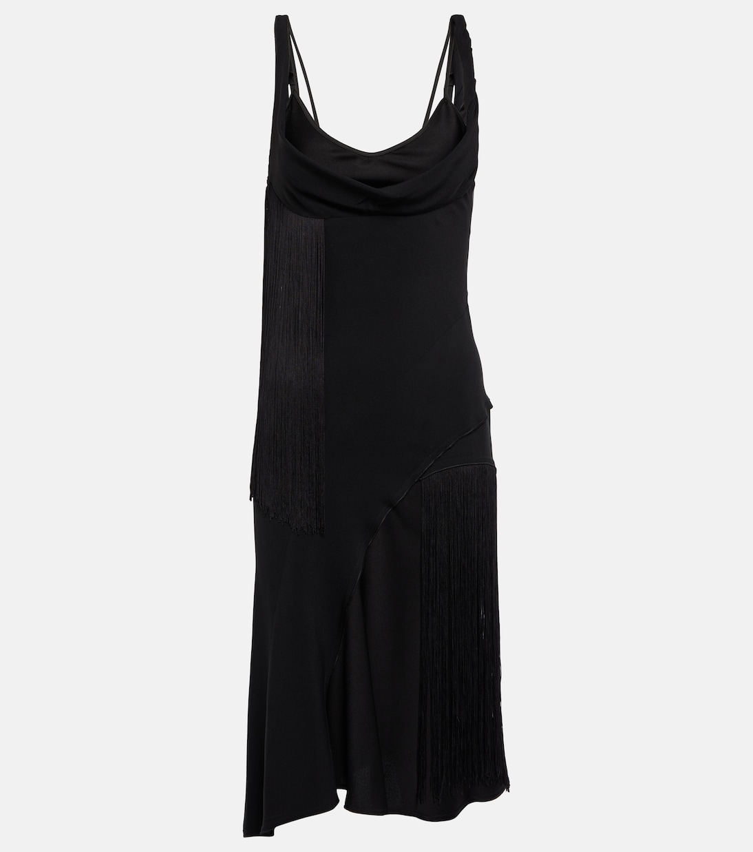 Fringe-trimmed asymmetric minidress | Victoria Beckham