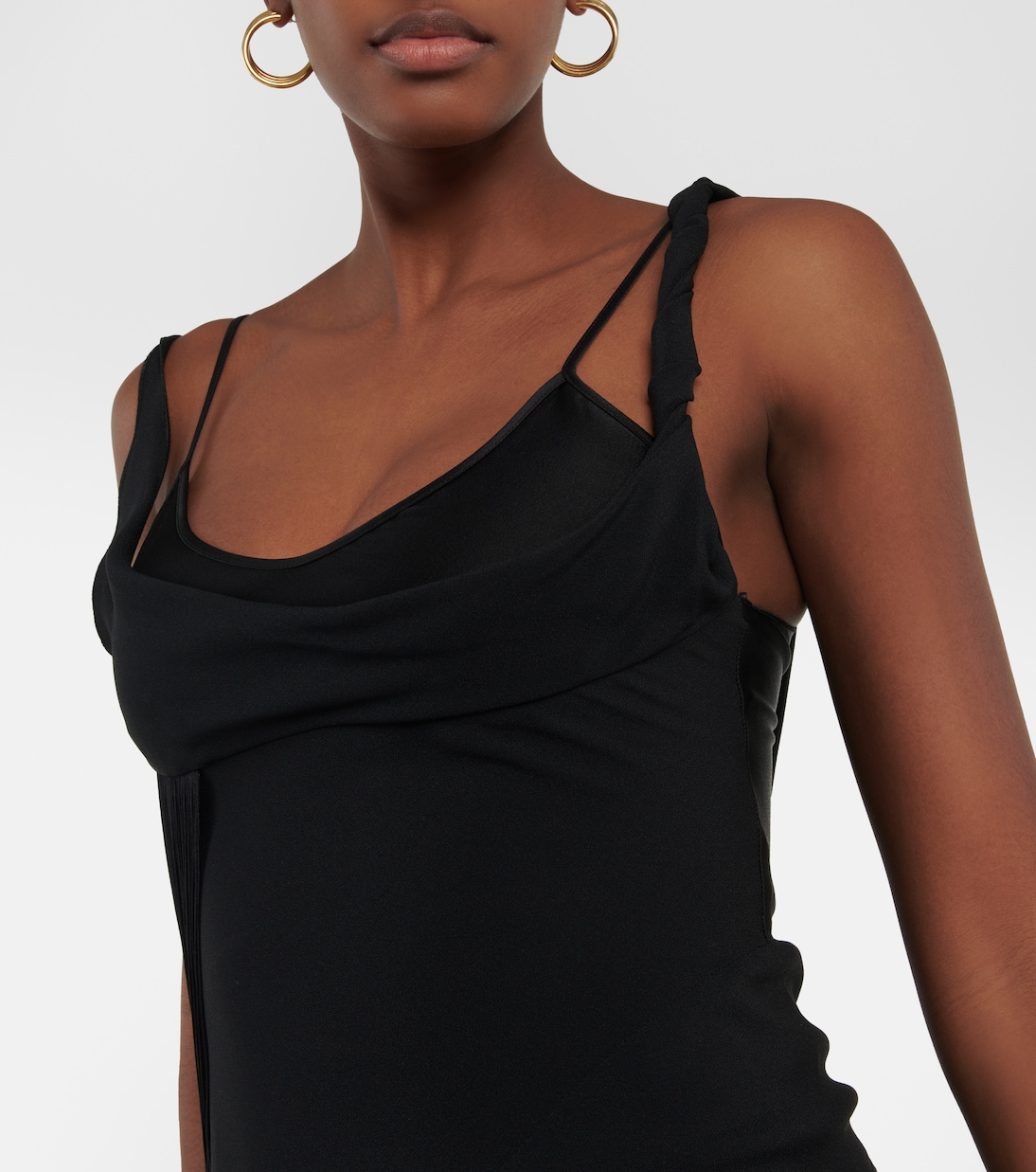 Fringe-trimmed asymmetric minidress | Victoria Beckham
