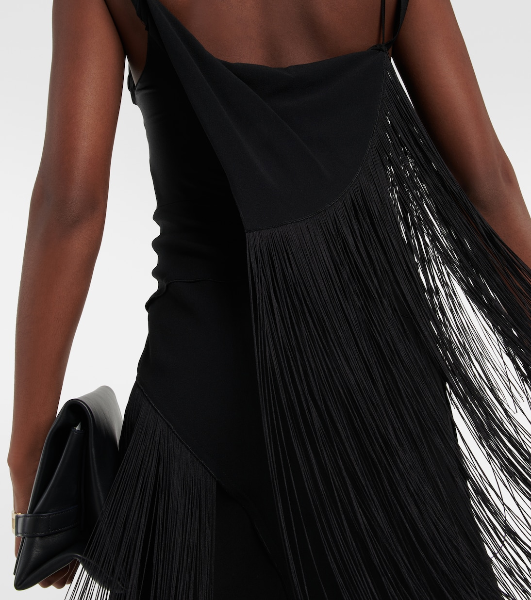 Fringe-trimmed asymmetric minidress | Victoria Beckham