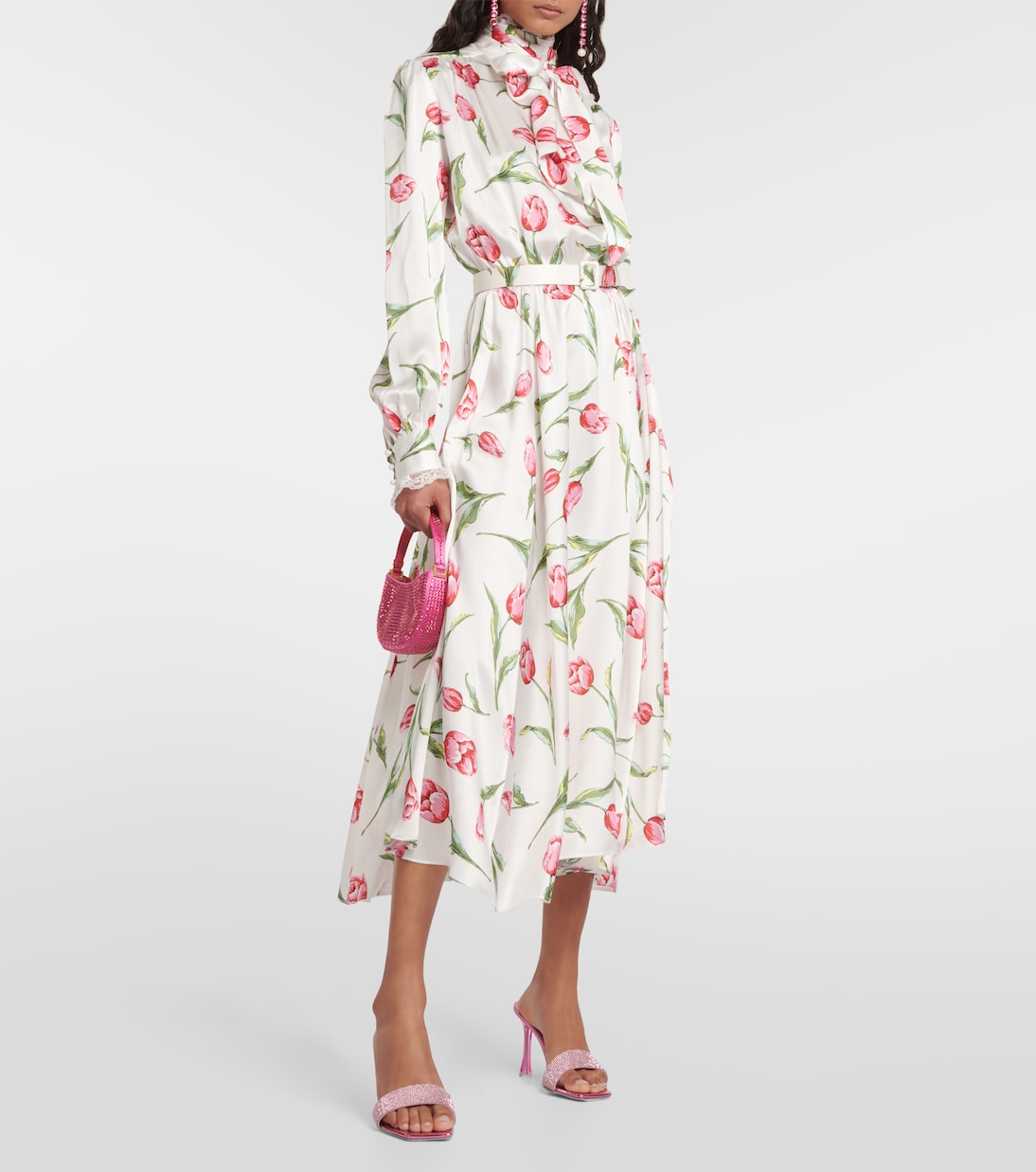 Robe midi en soie à fleurs | Rodarte