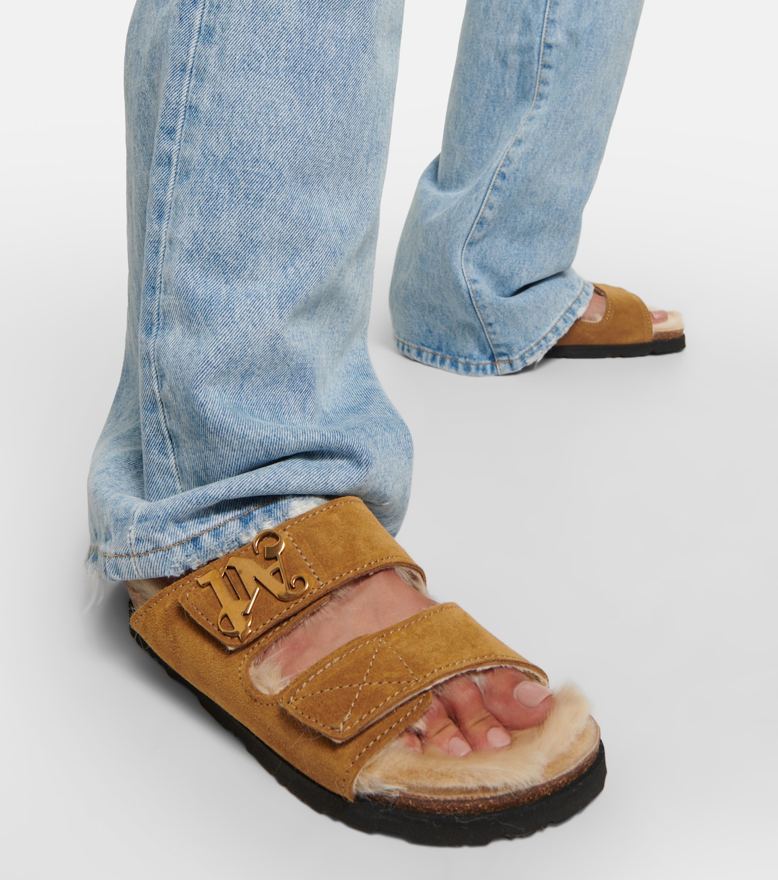 Shearling-lined suede slides | Palm Angels