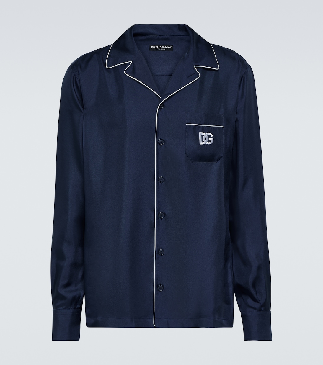 Besticktes Pyjama-Hemd aus Seide | Dolce&Gabbana