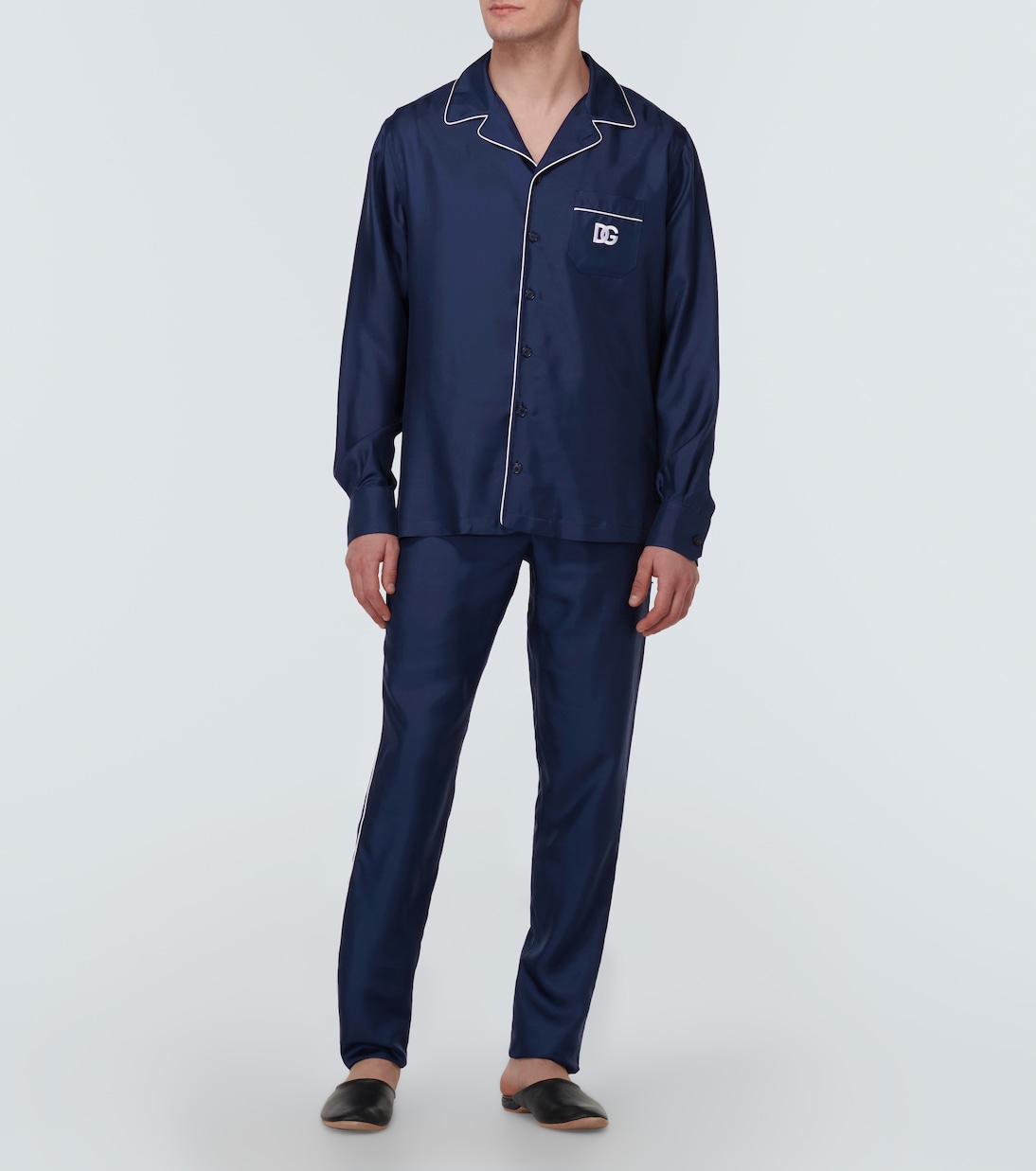 Besticktes Pyjama-Hemd aus Seide | Dolce&Gabbana