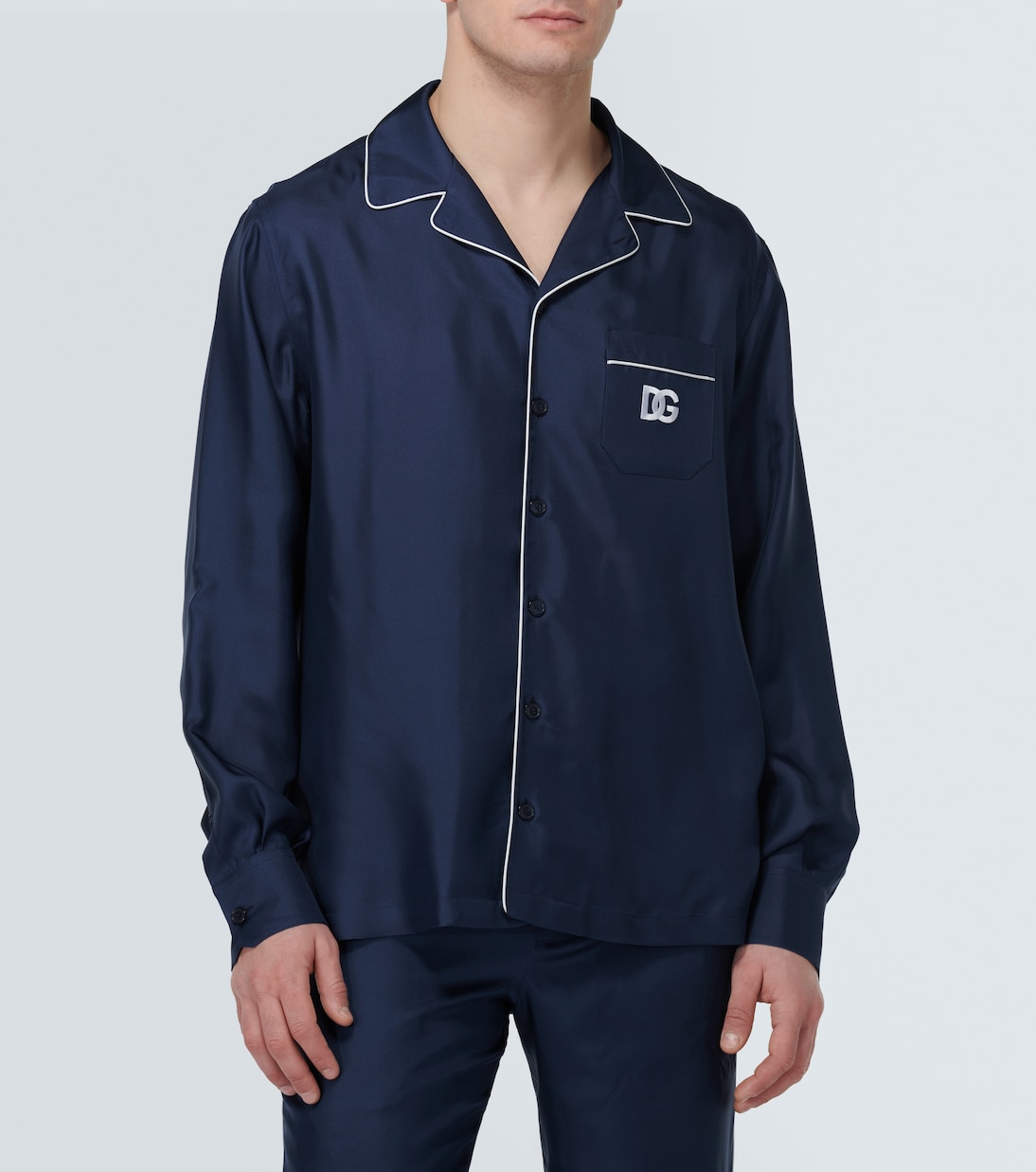 Besticktes Pyjama-Hemd aus Seide | Dolce&Gabbana