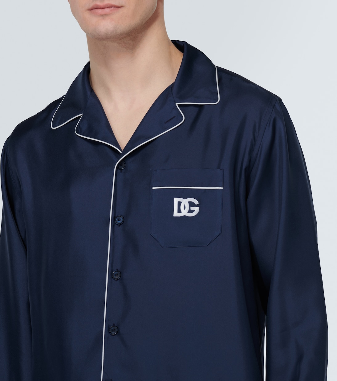 Besticktes Pyjama-Hemd aus Seide | Dolce&Gabbana