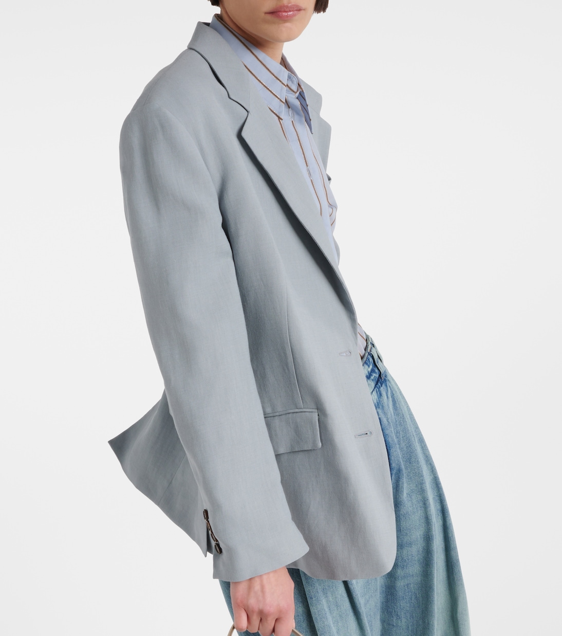 Blazer monopetto in misto lino | Brunello Cucinelli