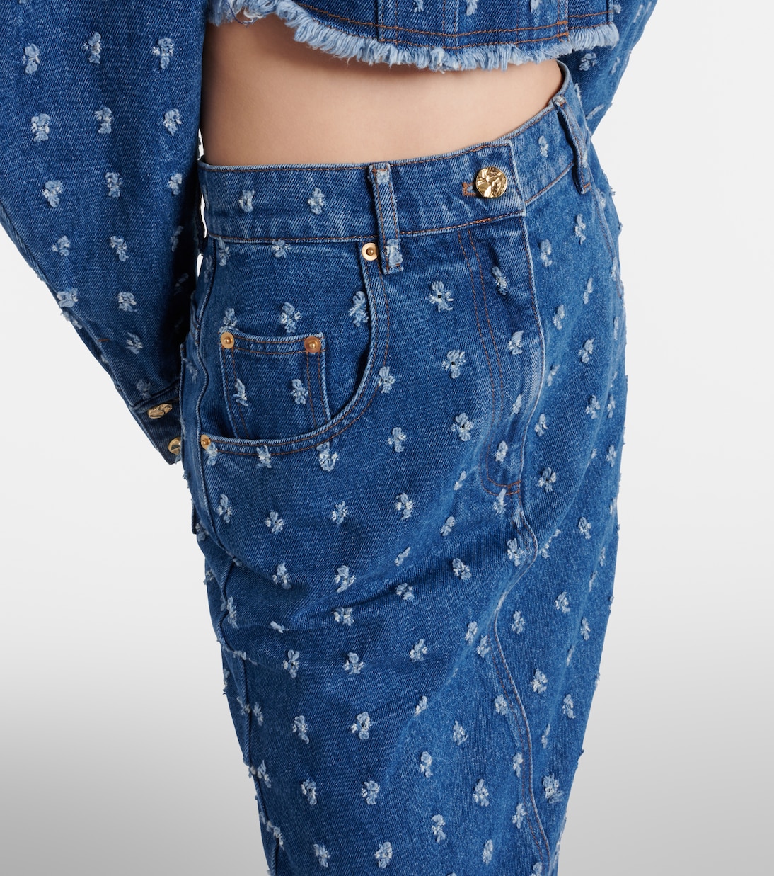 Falda larga de denim adornado | Nina Ricci
