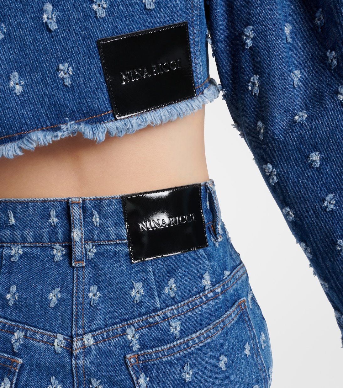 Falda larga de denim adornado | Nina Ricci