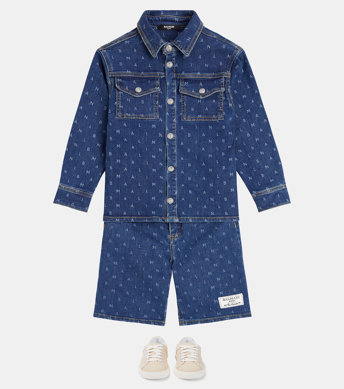 Camisa de denim con logo | Balmain Kids