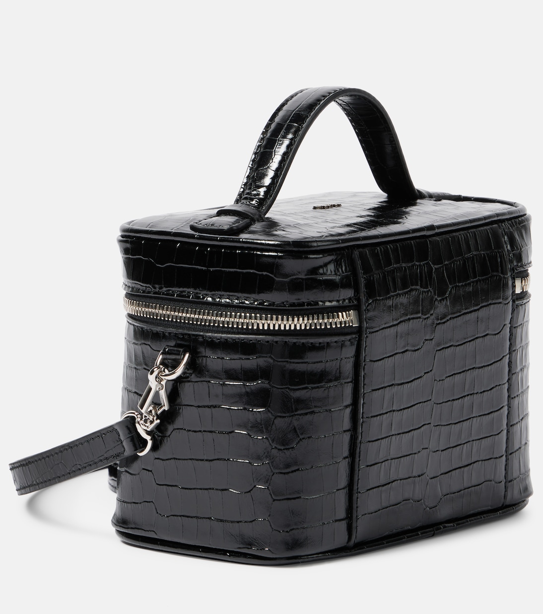 Vanity Small croc-effect leather crossbody bag in black