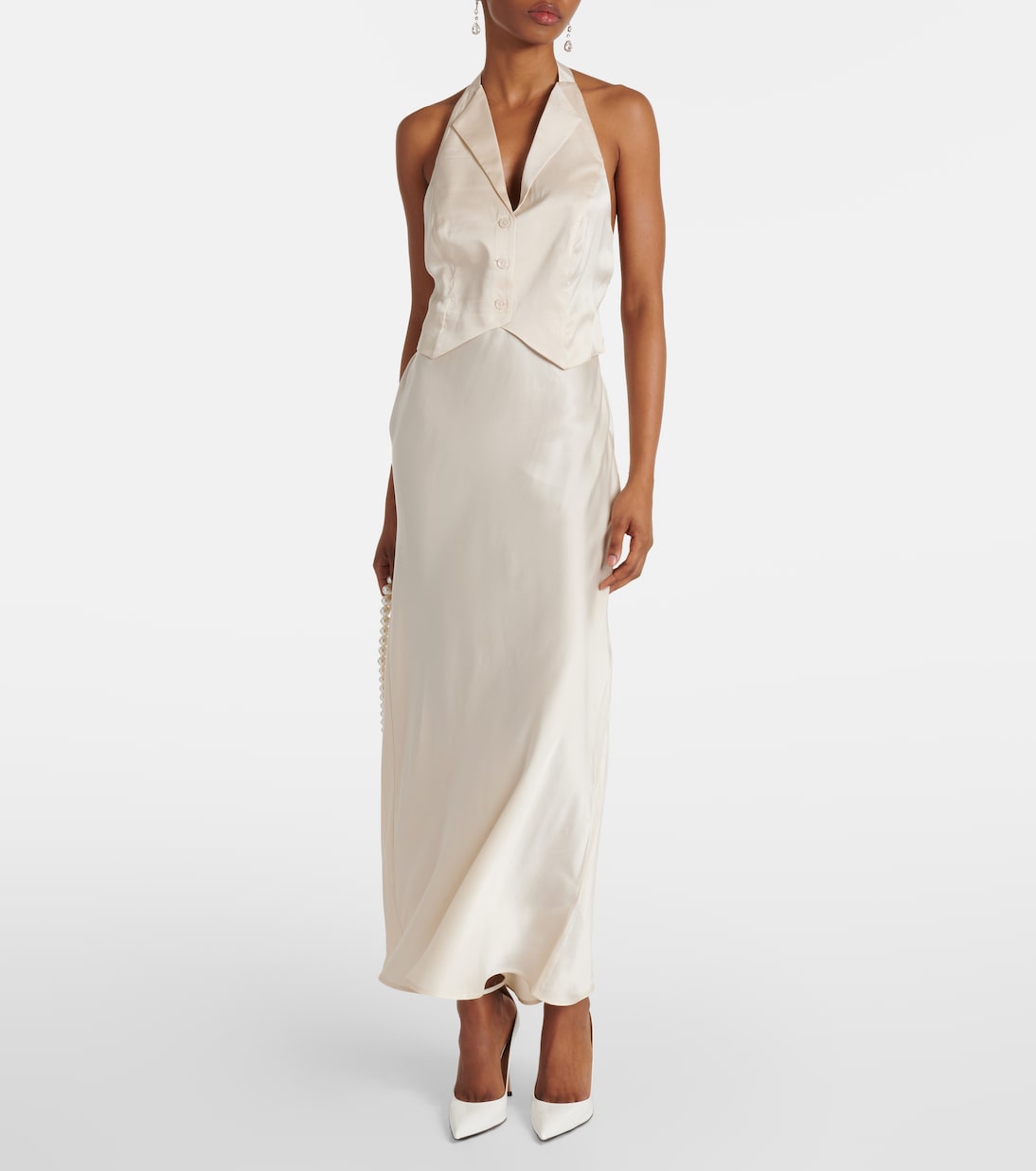 Robe midi de mariée Estella en soie | Rixo