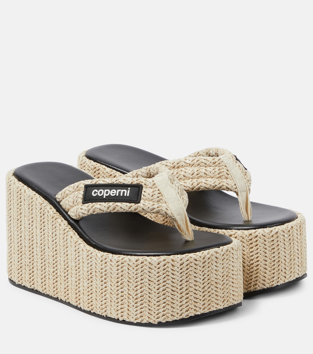 Tongs à plateforme en raphia | Coperni