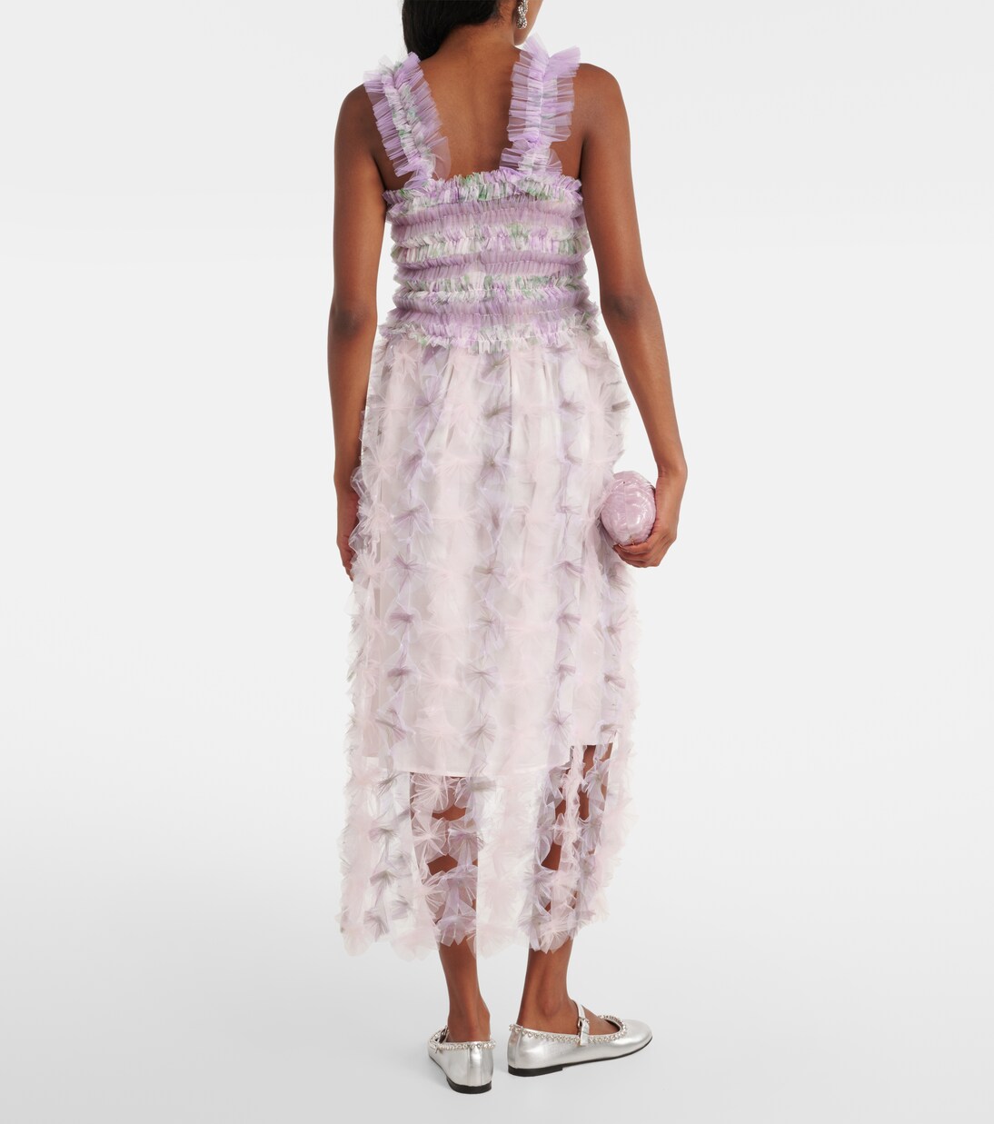 Falda midi floral con flecos | Susan Fang