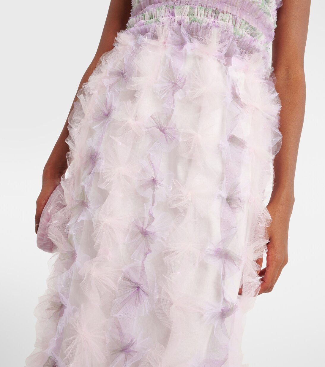 Falda midi floral con flecos | Susan Fang