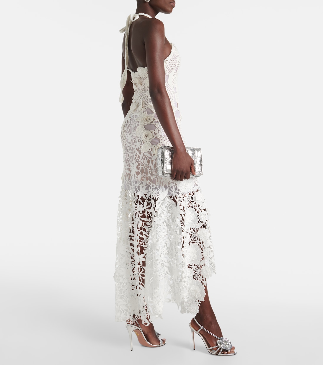 Abito lungo in crochet di pizzo guipure | Oscar de la Renta