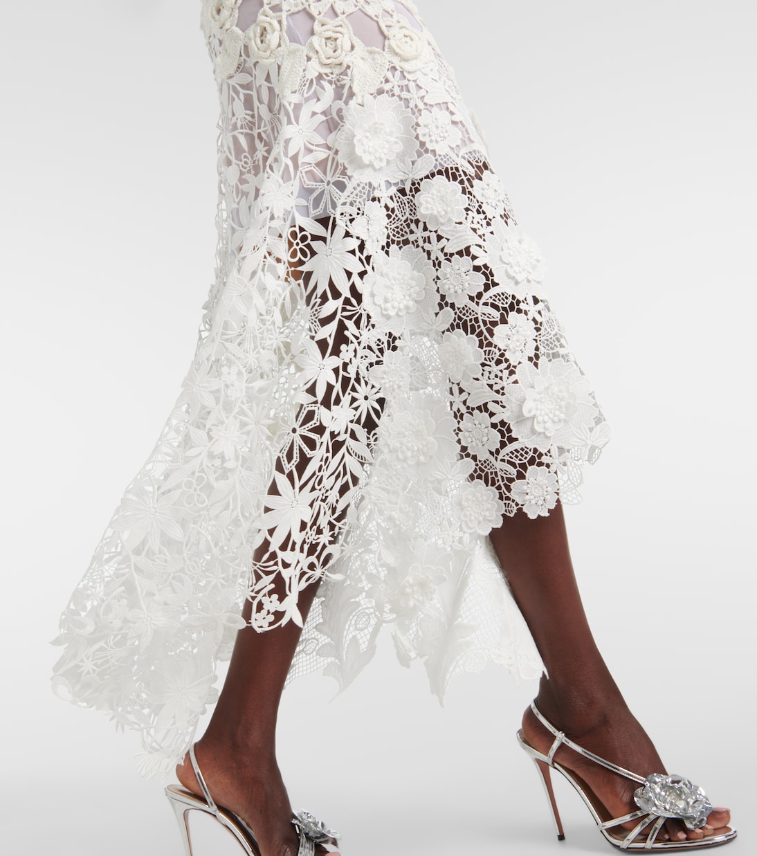 Abito lungo in crochet di pizzo guipure | Oscar de la Renta