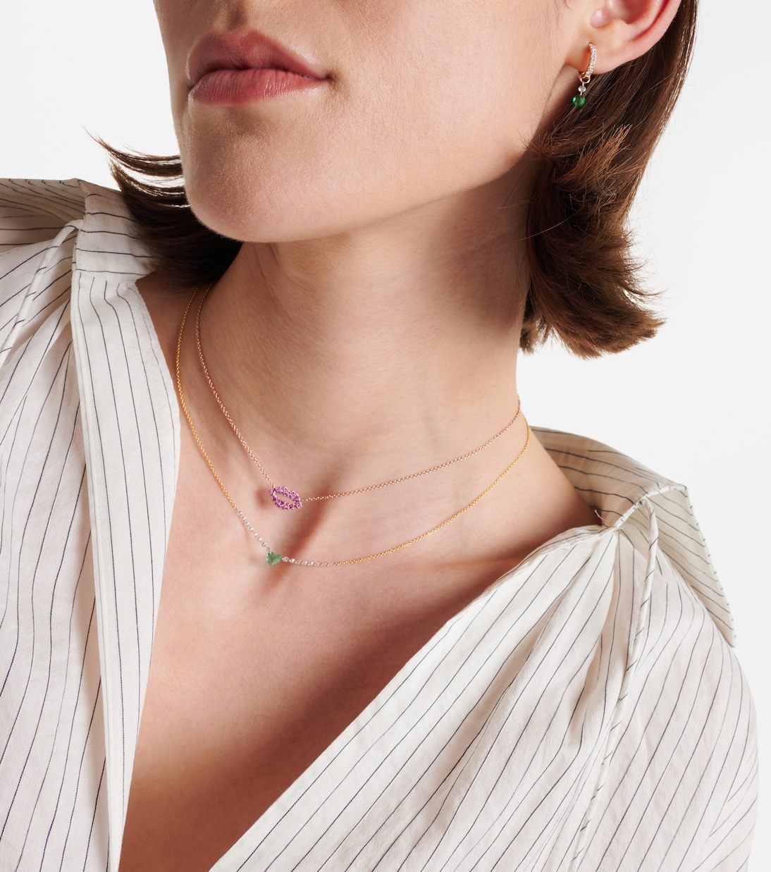 Collier Heart en or 18 ct, diamants et émeraudes | Roxanne First