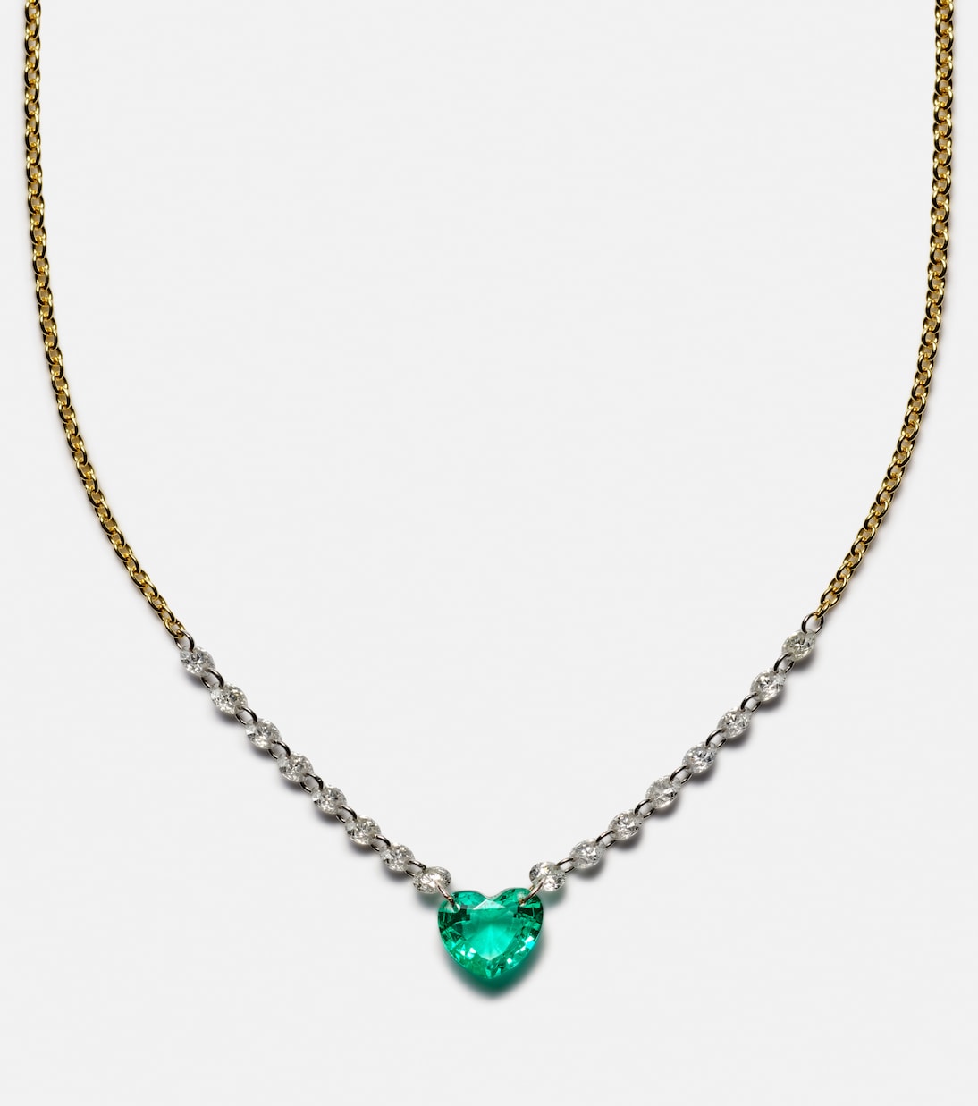 Collier Heart en or 18 ct, diamants et émeraudes | Roxanne First