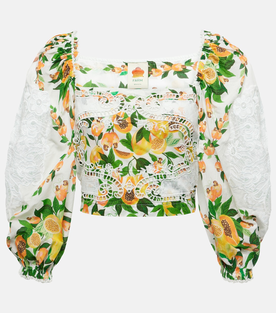 Bedruckte Bluse aus Baumwolle mit Spitze | Farm Rio