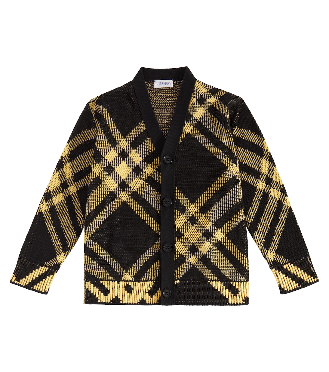Cárdigan de malla de algodón con Burberry Check | Burberry Kids