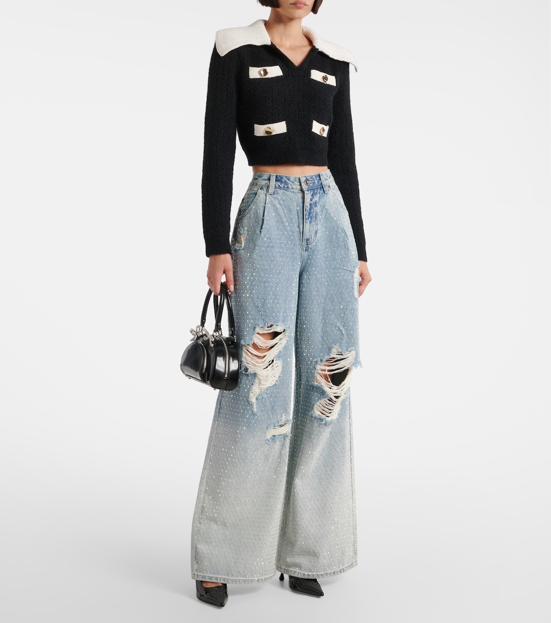 Verzierte Wide-Leg Jeans | Self-Portrait