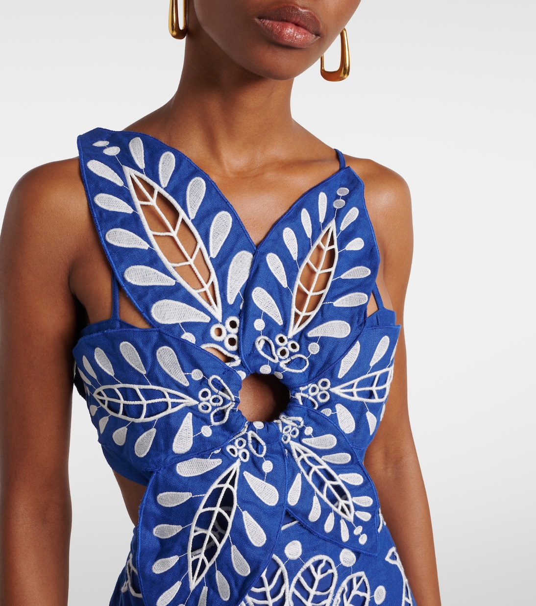 Maxikleid Flower Richelieu aus Leinen | Farm Rio