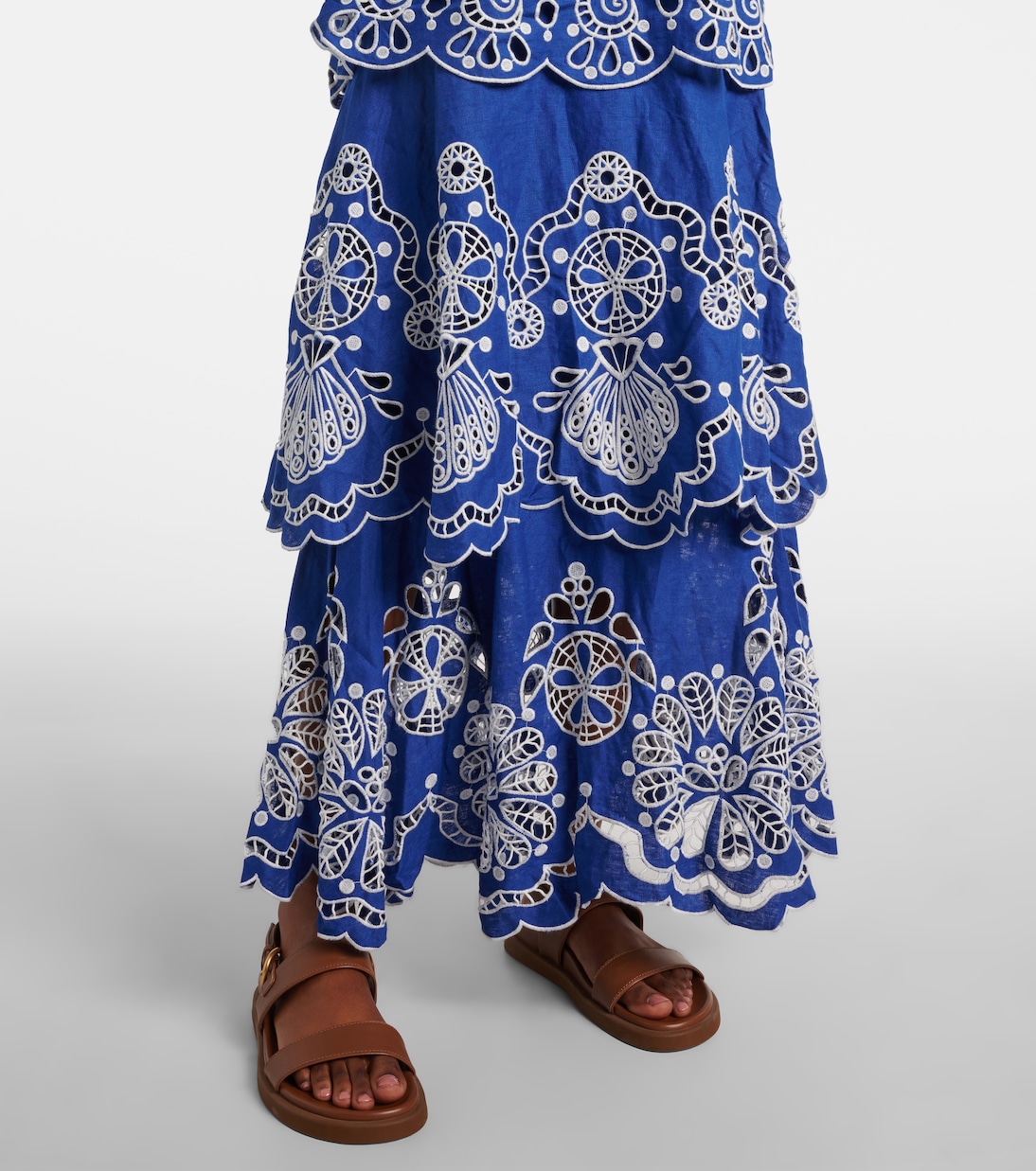 Maxikleid Flower Richelieu aus Leinen | Farm Rio