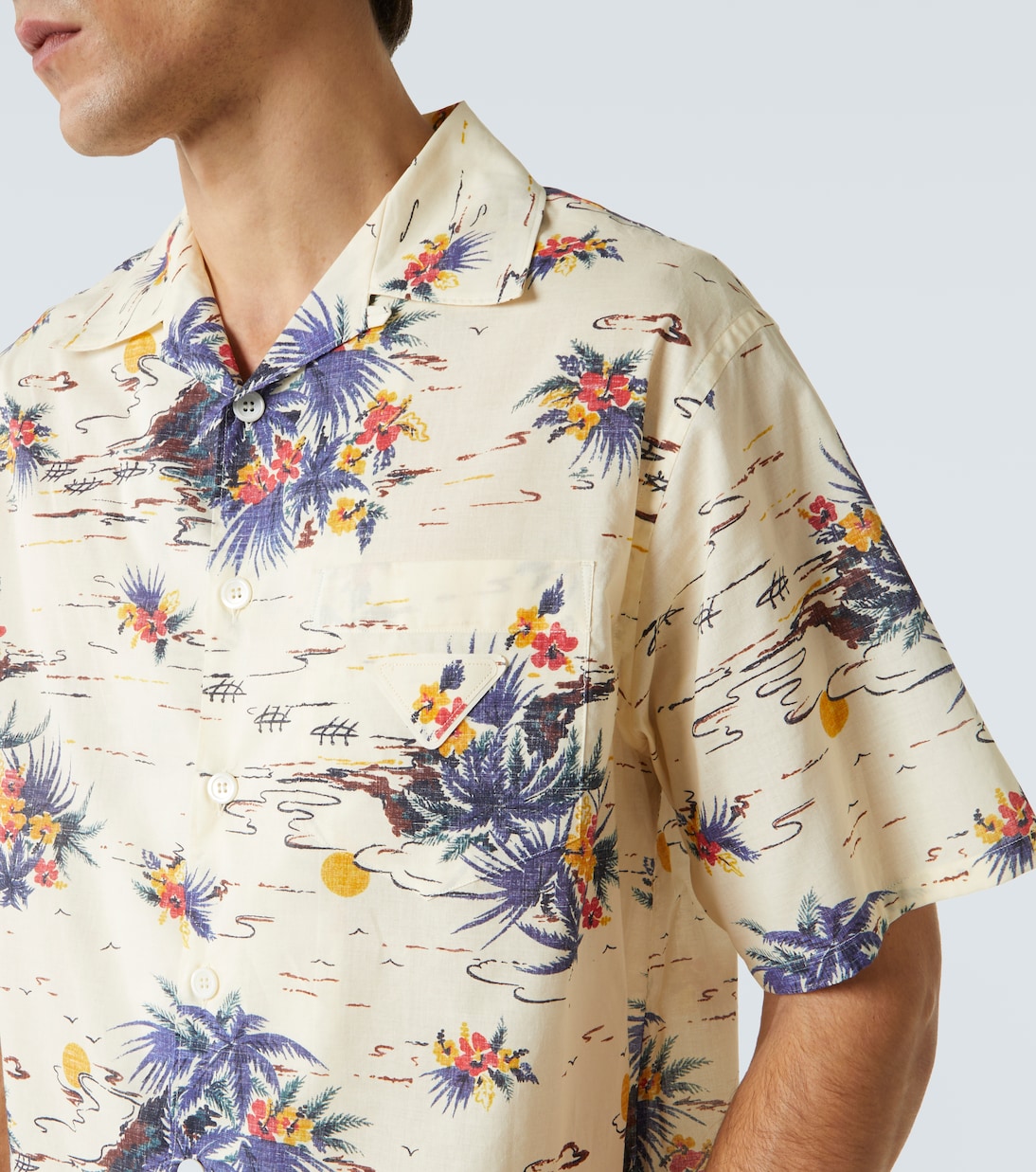 Camicia bowling in cotone con stampa | Prada