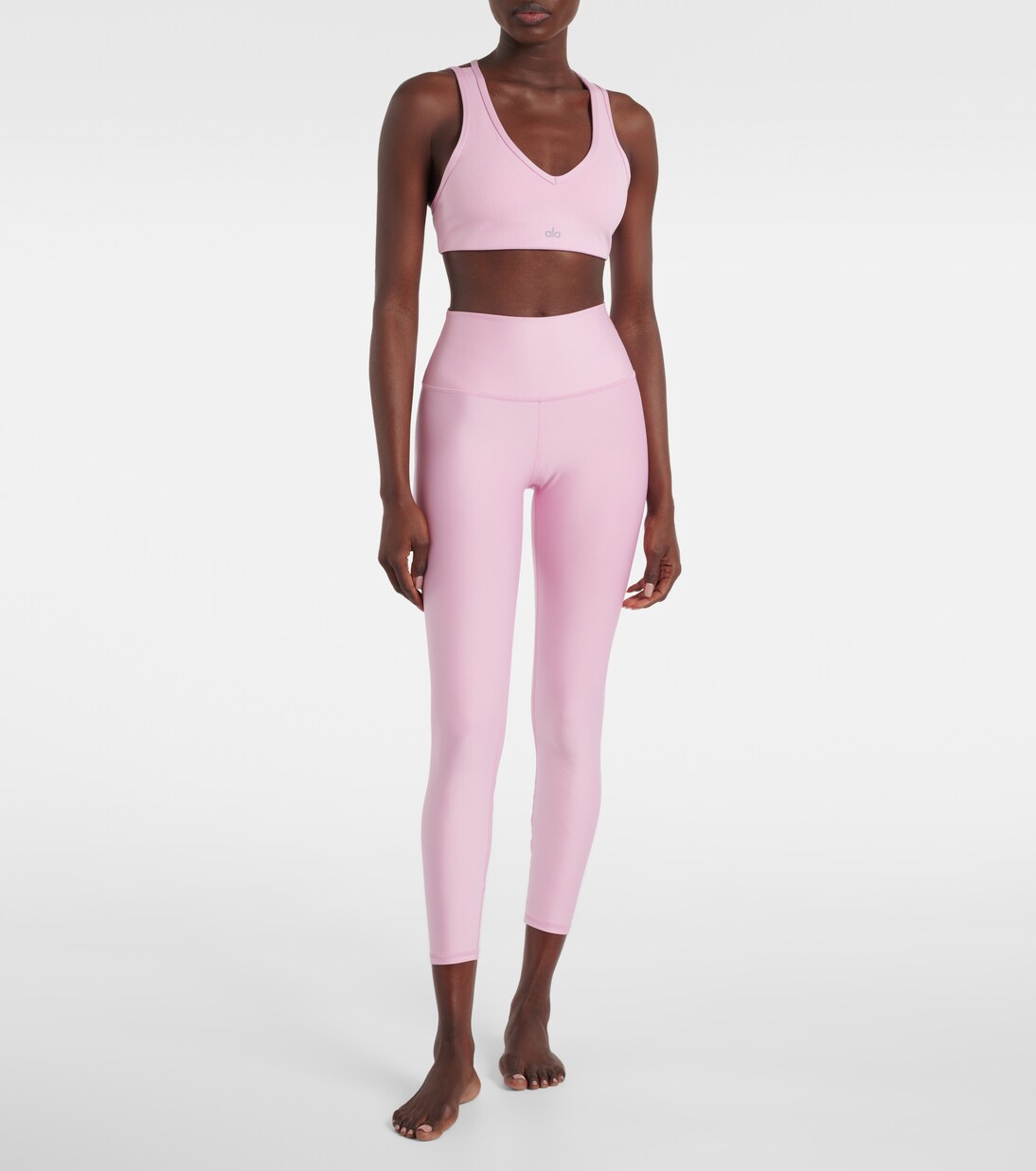 ≪超目玉★12月≫ Airlift Jump Start ribbed-knit sports bra in pink - Alo Yoga ヨガ・ピラティス