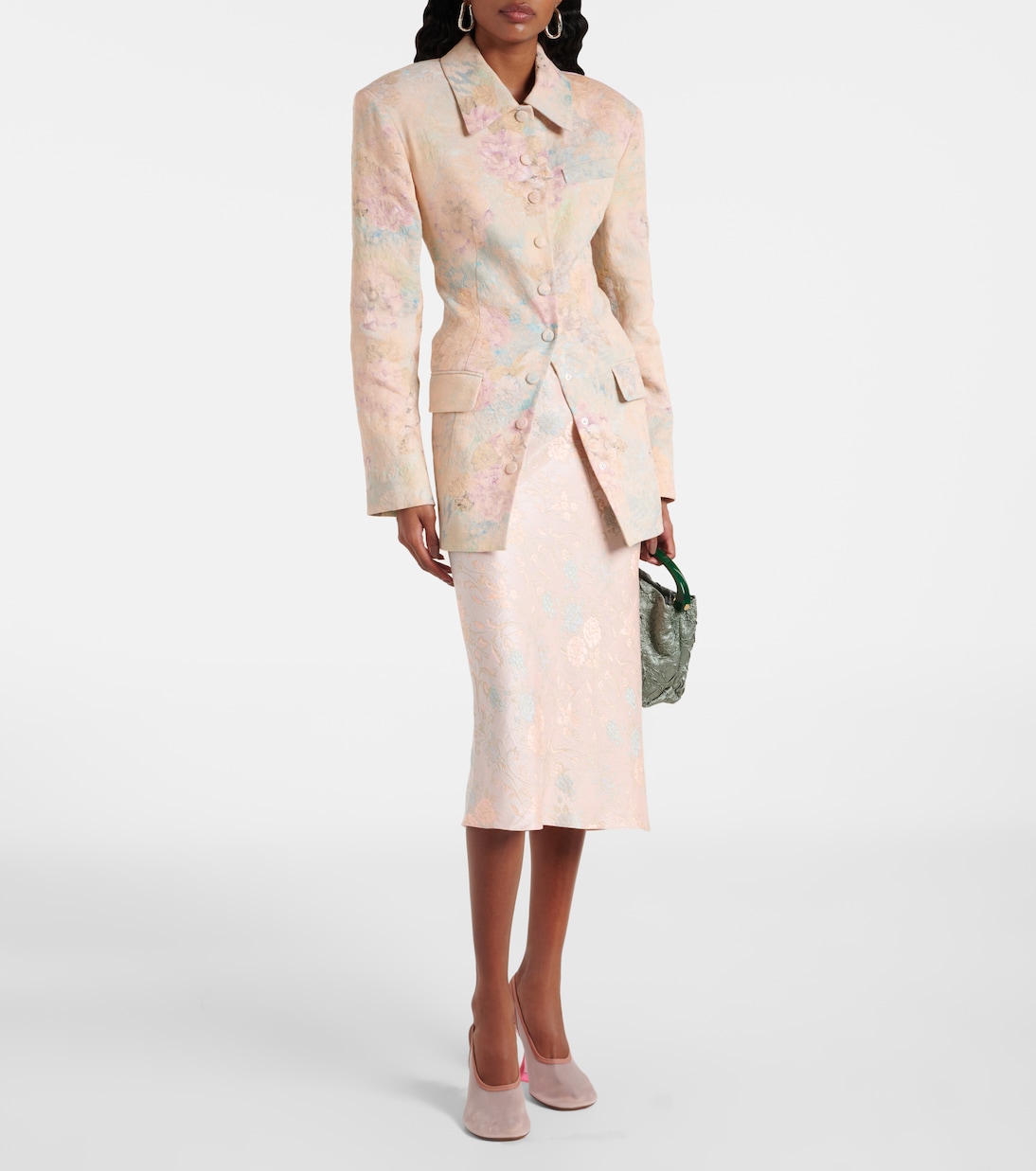 Jupe midi en jacquard de satin  | Dries Van Noten