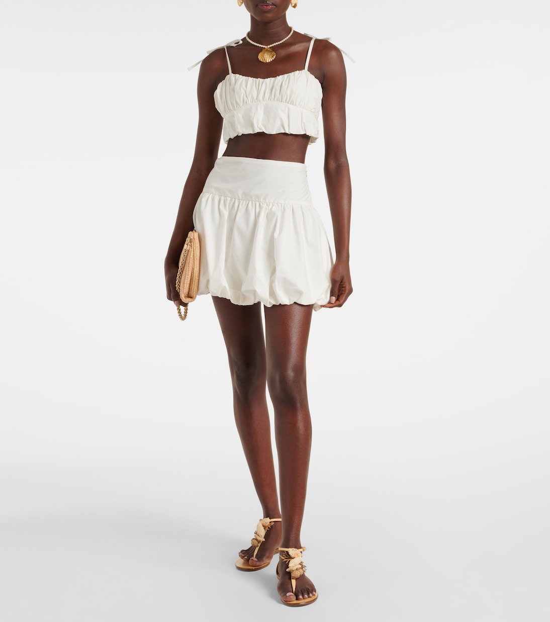 Crop top de algodón fruncido | Faithfull