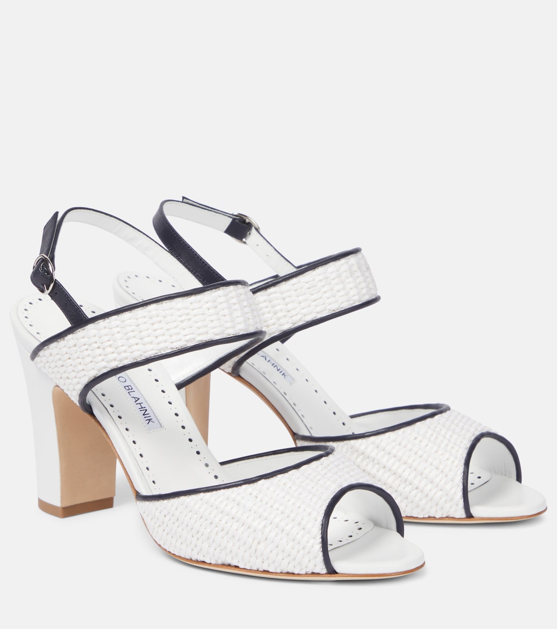 Sandalen Khiko 90 aus Raffiabast mit Leder | Manolo Blahnik